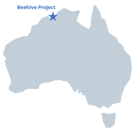 Map of Australia showing Beehive Project location